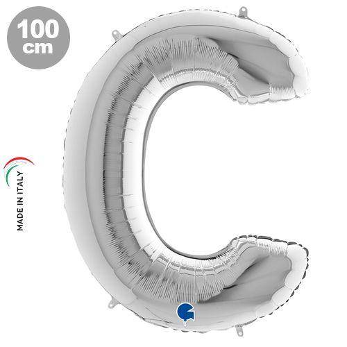 C - Harf Folyo Balon Gümüş (100 cm)