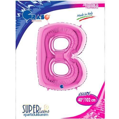 B - Harf Folyo Balon Pembe (100 cm)