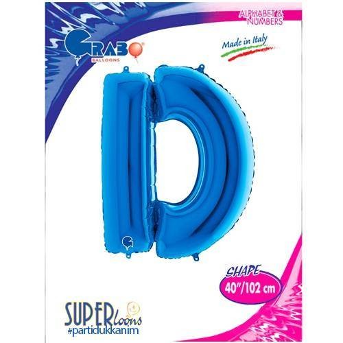 D - Harf Folyo Balon Mavi (100 cm)