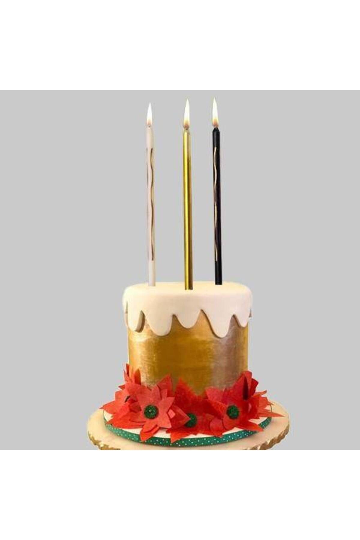 Siyah Beyaz Gold Pasta Mumu Dalga Desenli 6 Adet