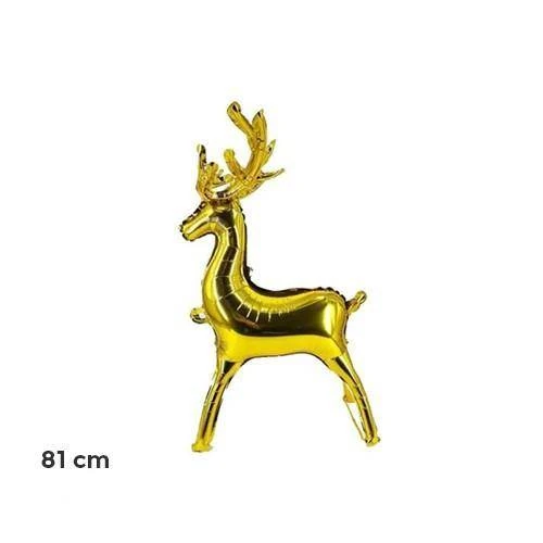 Yılbaşı Küçük Geyik Folyo Balon Gold 81x50 cm