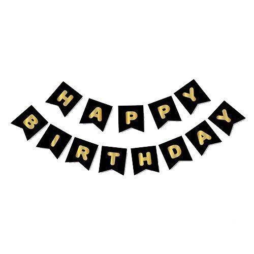 Happy Birthday Siyah Gold Yaldızlı Banner 200 cm