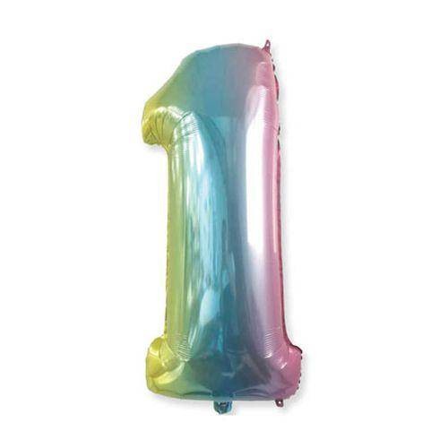 1 Rakam Folyo Balon Rainbow 76x20 cm