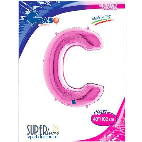 C Harf Folyo Balon Pembe (100 cm)