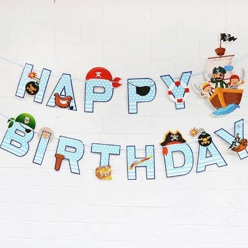 Korsan Temalı Happy Birthday Yazısı 200x20 cm