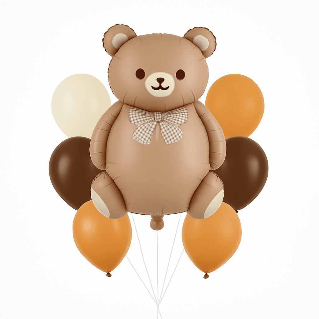 Retro Papyonlu Ayıcık Folyo Balon Seti
