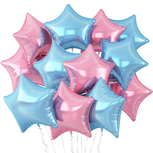 Mavi Pembe Yıldız Uçan Balon Demeti