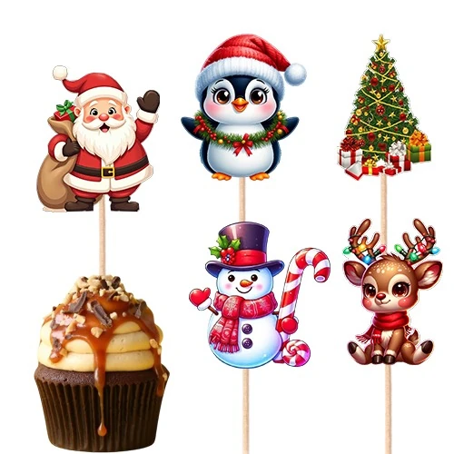 Yılbaşı Cupcake Kürdan Süsleri 10'lu Set