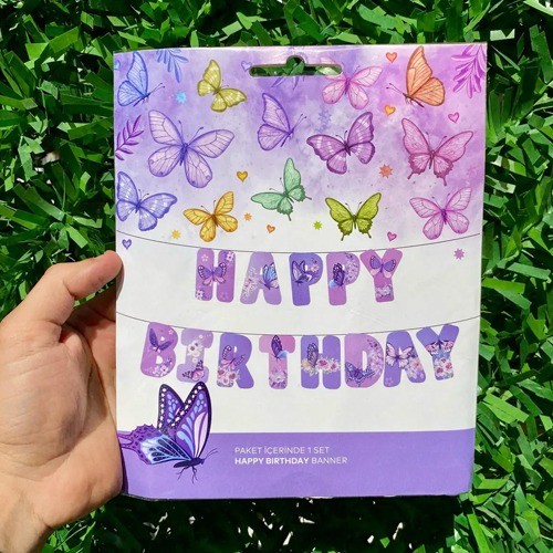 Kelebek Happy Birthday Banner