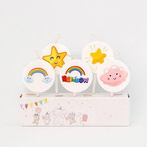 Gökkuşağı Bulut Pasta Mumu 5 Adet