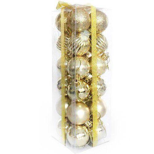 Gold Yılbaşı Top Süs Mat-Parlak-Simli-Aynalı 24 Adet 4 cm