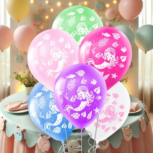Deniz Kızı Baskılı Balon 10'lu