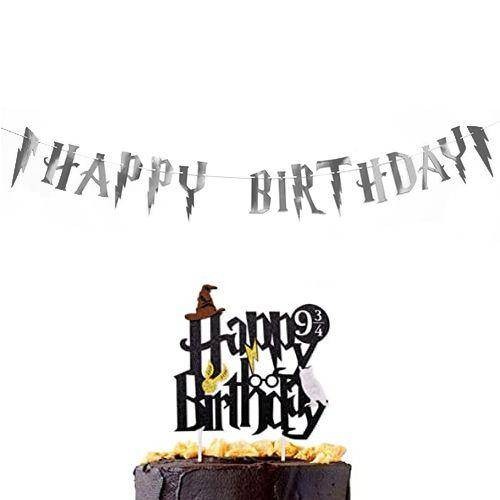 Harry Potter Happy Birthday Yazısı Metalik Gümüş 230x25 cm
