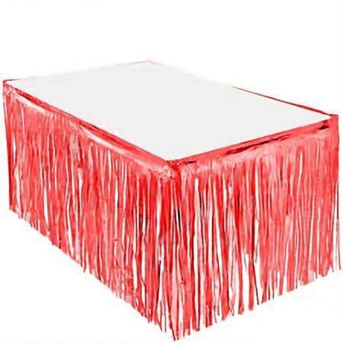 Kırmızı Püsküllü Masa Eteği 70*300 cm