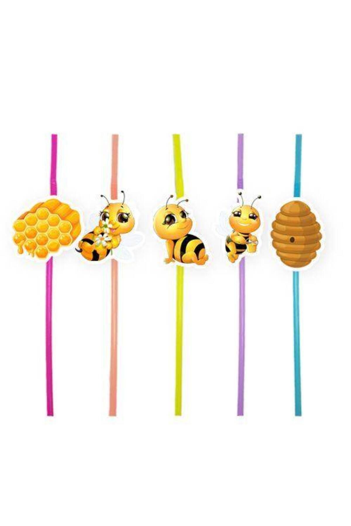 Arı Temalı Artistik Pipet 10 Adet