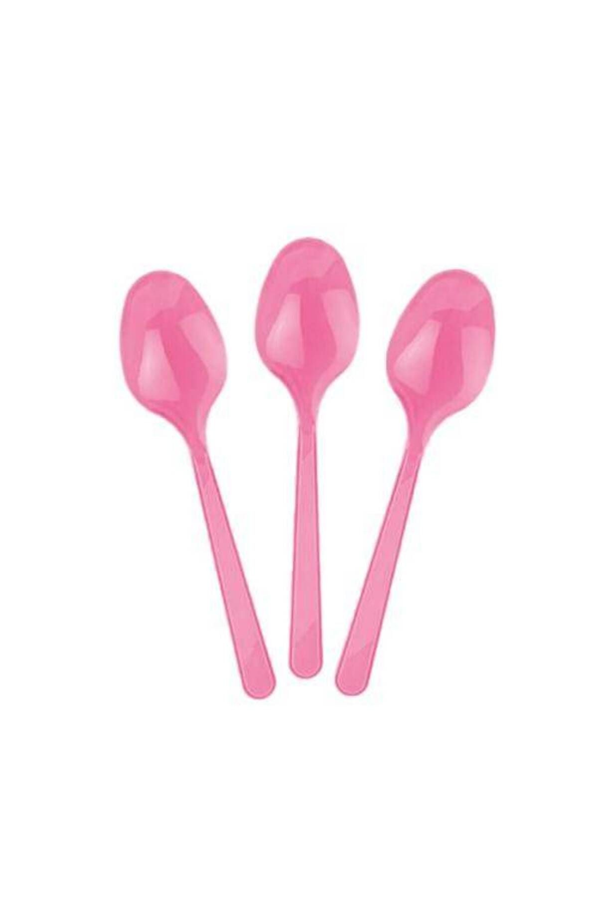 Pembe Plastik Kaşık Lüks (25 Adet)