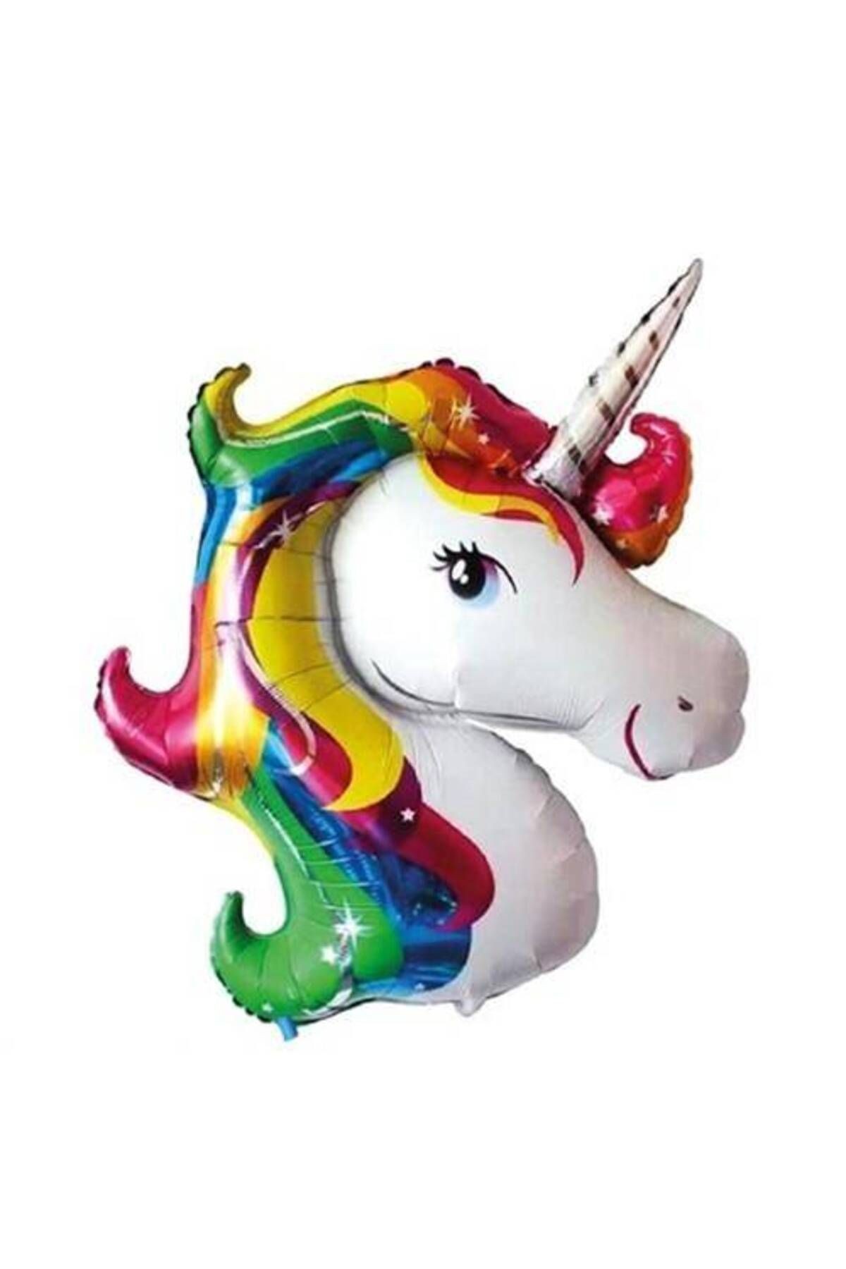 Renkli Unicorn Kafa Folyo Balon 97x80 Cm