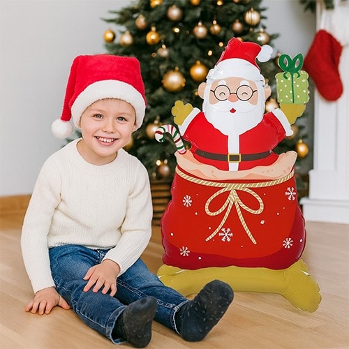 Noel Baba Yılbaşı Ayaklı Folyo Balon