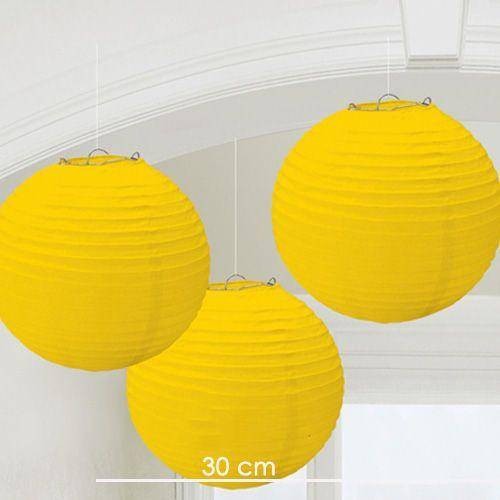 Sarı Yuvarlak Fener Süs 1 Adet (30 cm)