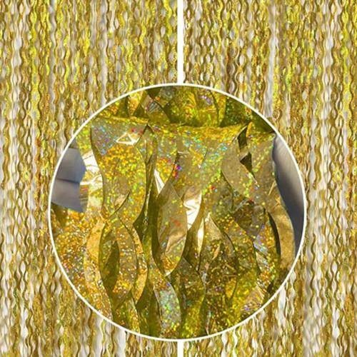 Dalgalı Hologram Duvar ve Kapı Perdesi Gold 100x200 cm