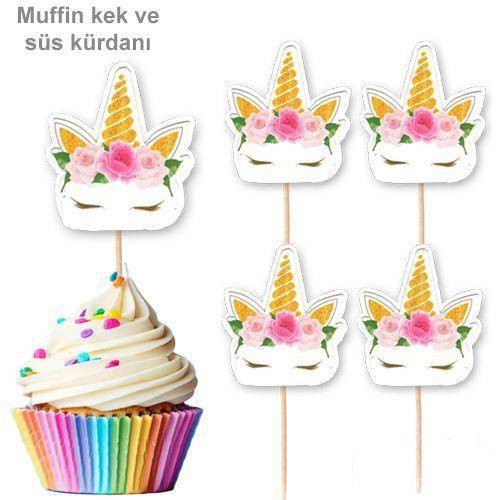Çiçekli Unicorn 10'lu Şekilli Kürdan