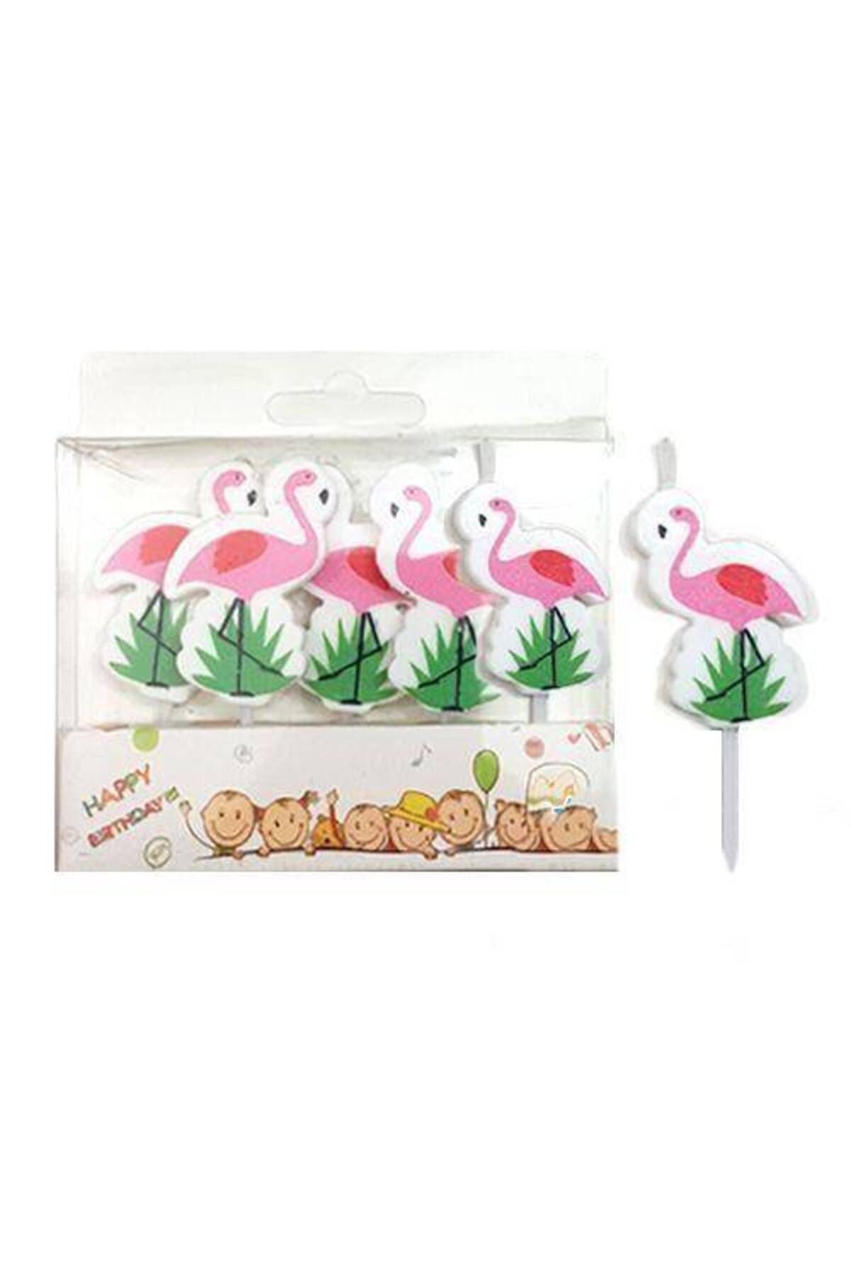 Flamingo Figürlü Mum 5 Adet