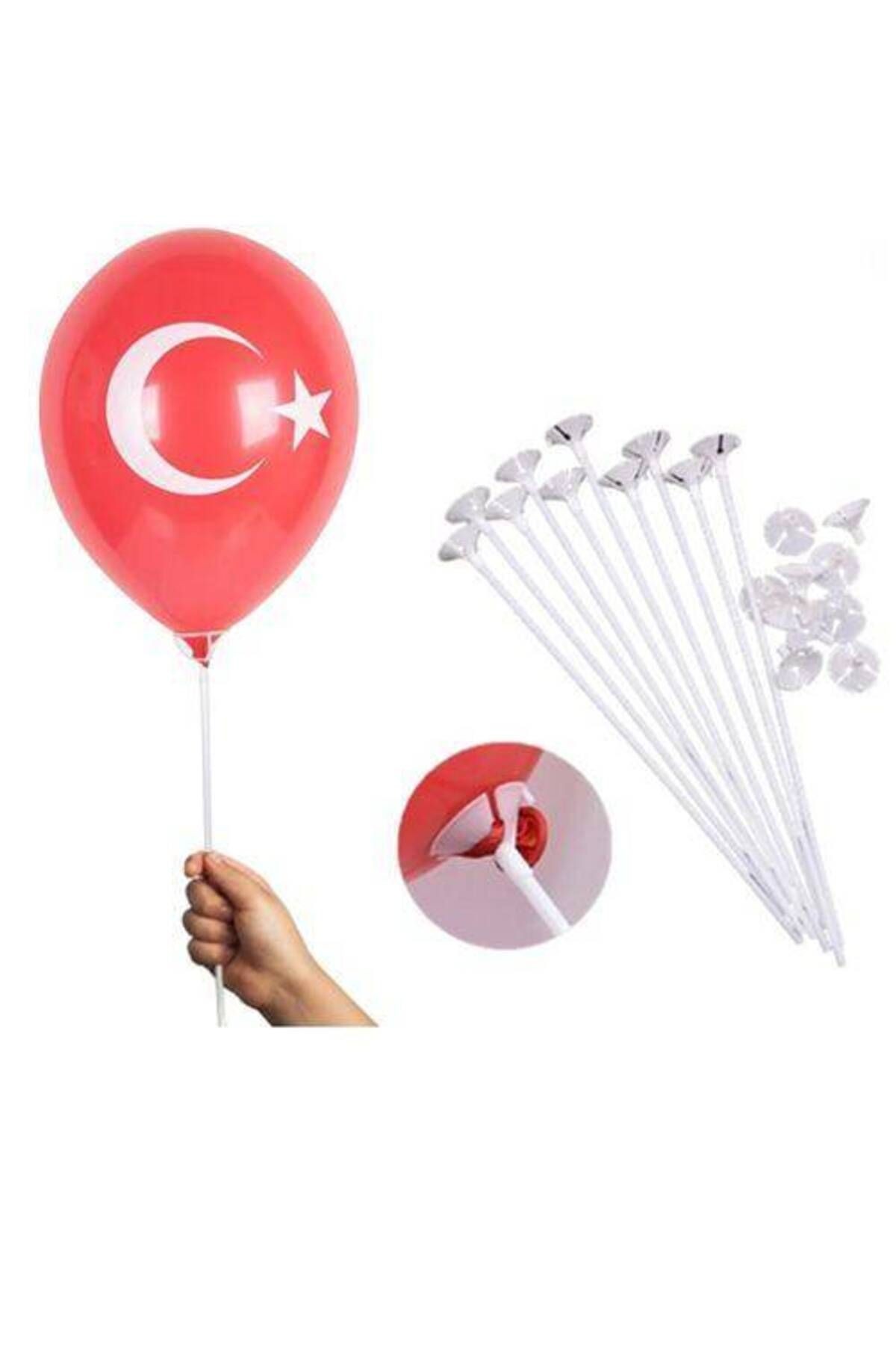 Ay Yıldızlı Balon Ve Balon Çubuğu (20 ADET)