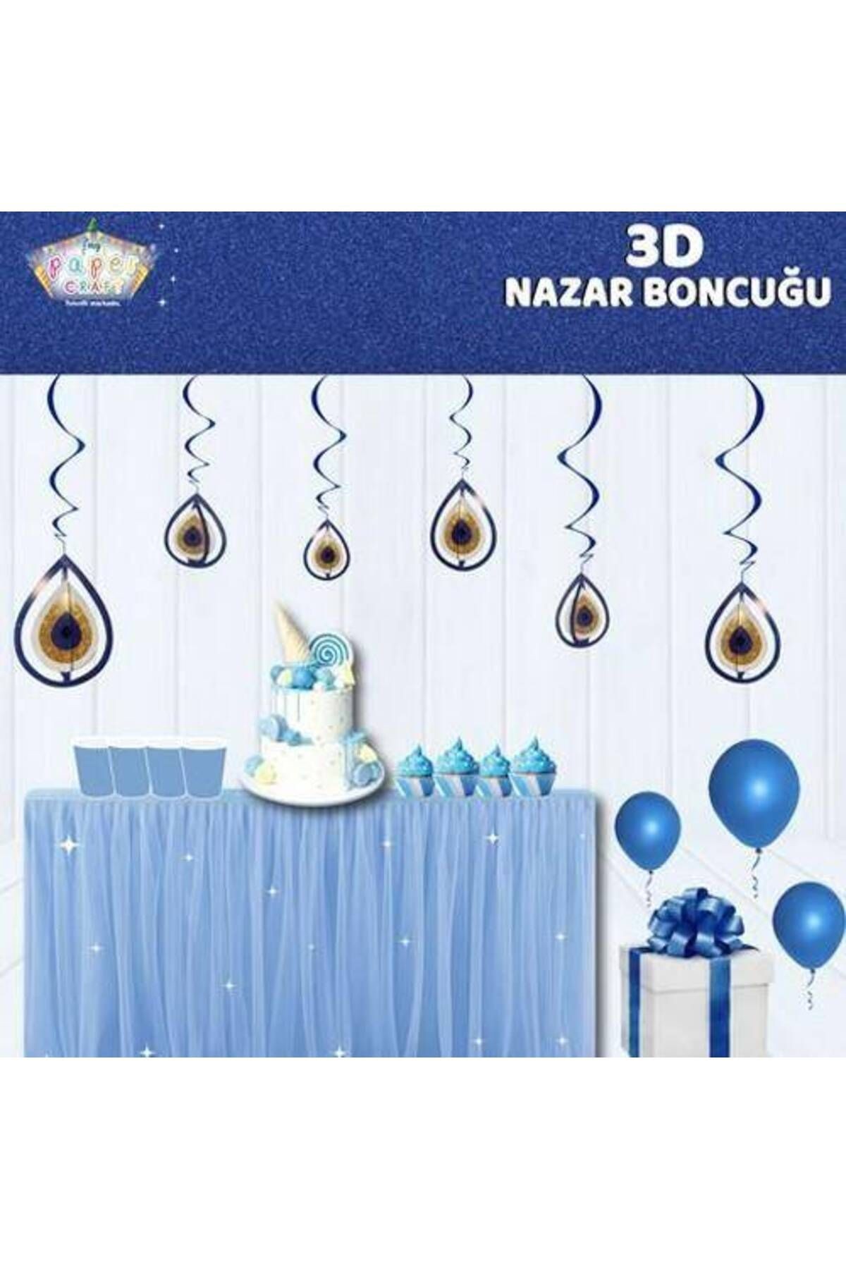 3D Nazar Boncuğu Asmalı Tavan Süsü 10 Adet