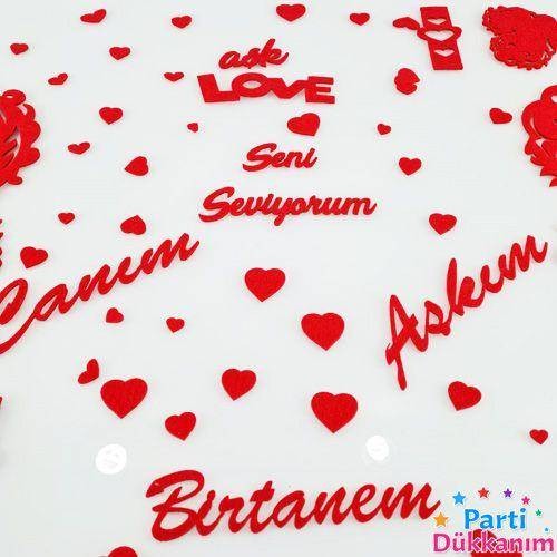 Sevgiliye Sürpriz Romantik Masa Süsleme Seti Keçeden