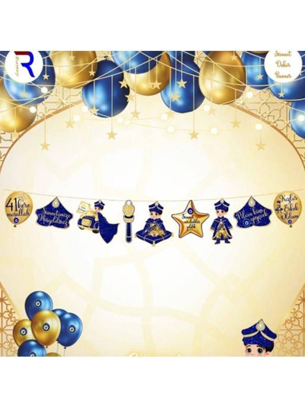 Sünnet Dekor Banner Set Gold 210 cm