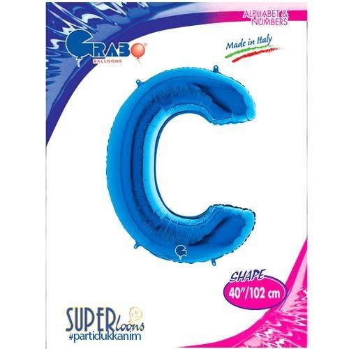 C - Harf Folyo Balon Mavi (100 cm)