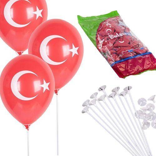 Ay Yıldızlı Balon ve Balon Çubuğu (100 adet)