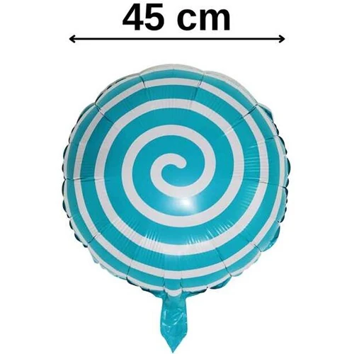Mavi Spiral Şeker Folyo Balon 45 cm 