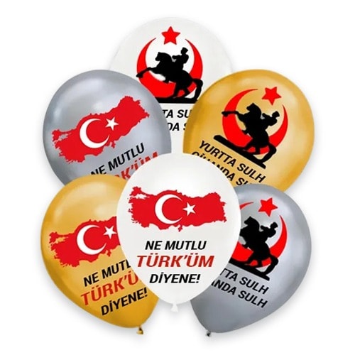 Cumhuriyet Bayramı Atatürk Temalı Balon 10'lu