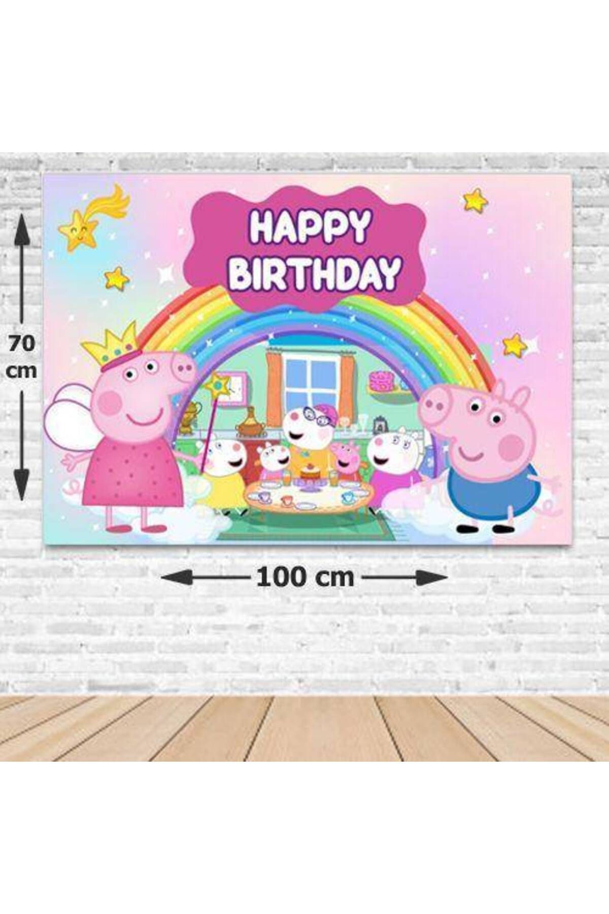 Peppa Pig Doğum Günü Afişi Fotosuz 70*100 cm