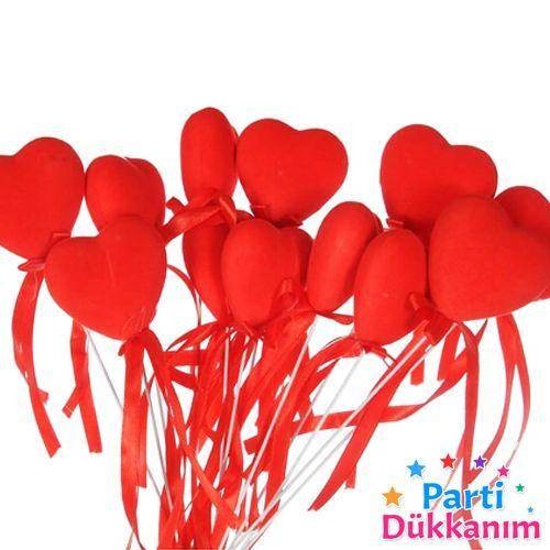Çubuklu Kalp Köpük Süs (12 Adet)