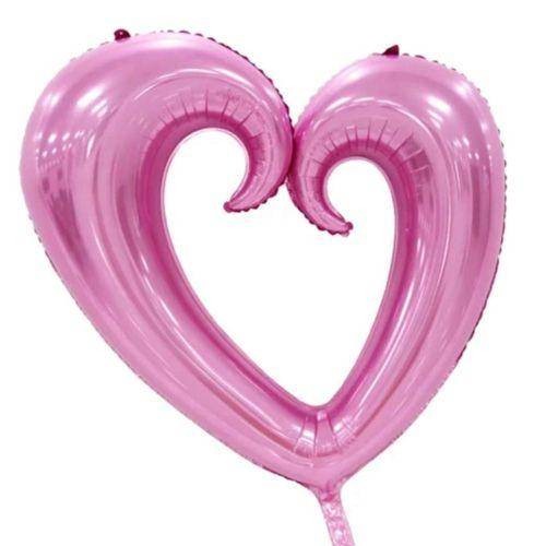 Pembe Kalp Folyo Balon 80x75 cm