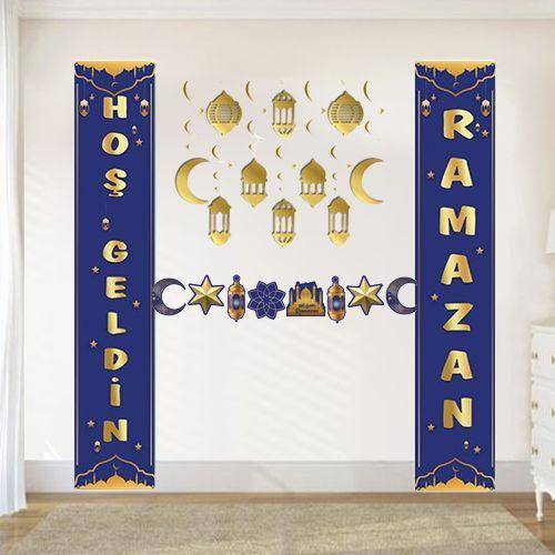 Ramazan Afişli Duvar Süsleme Seti Mavi