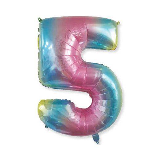 5 Rakam Folyo Balon Rainbow 76x60 cm
