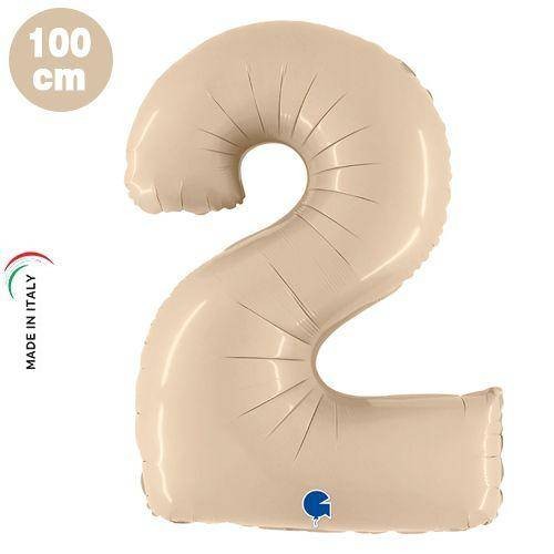 2 Rakam Folyo Balon Satin Krem (100x70 cm)