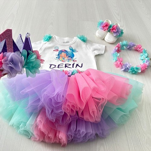 Deniz Kızı Konsept 1 Yaş Kız Bebek Tütü Takım