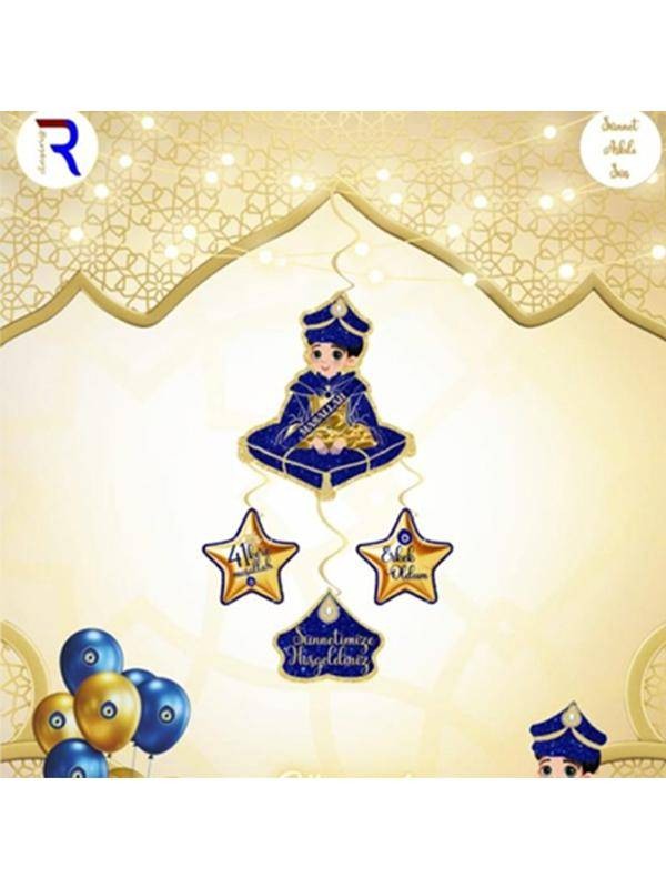 Sünnet Asmalı Tavan Süsü Mavi-Gold