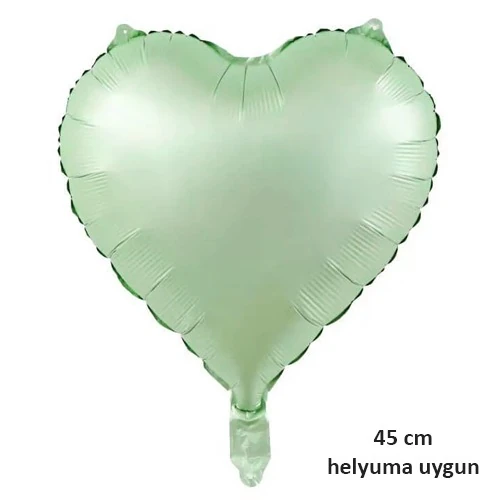 Retro Yeşil Kalp Folyo Balon 45 cm