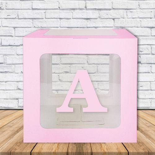 A - Harfi Şeffaf Kutu Mavi-Beyaz-Pembe 25 cm