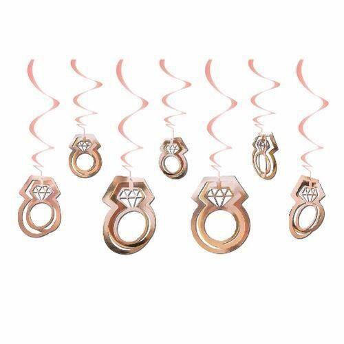 3D Tek Taş Asmalı Tavan Süsü Rose Gold 11 Adet