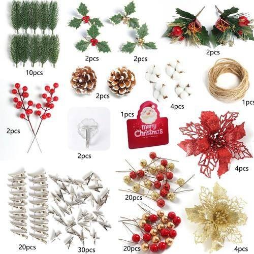 Yılbaşı Dekoratif Hediye Paketi Süsleme Seti - 122 Parça