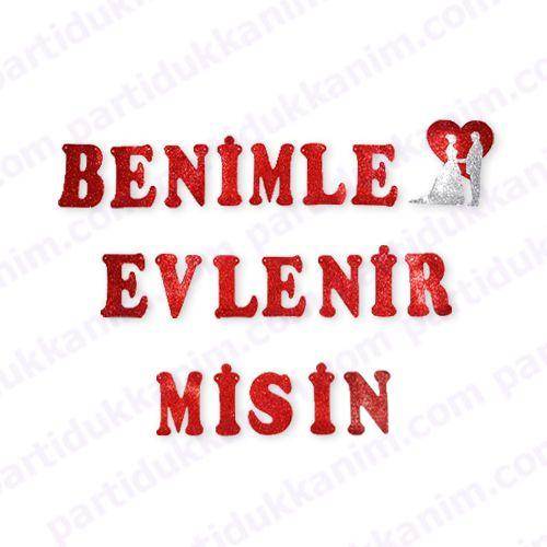 Benimle Evlenir Misin Yazısı Simli Eva 12x210 cm