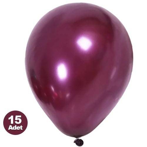 Bordo Balon Metalik 15 Adet