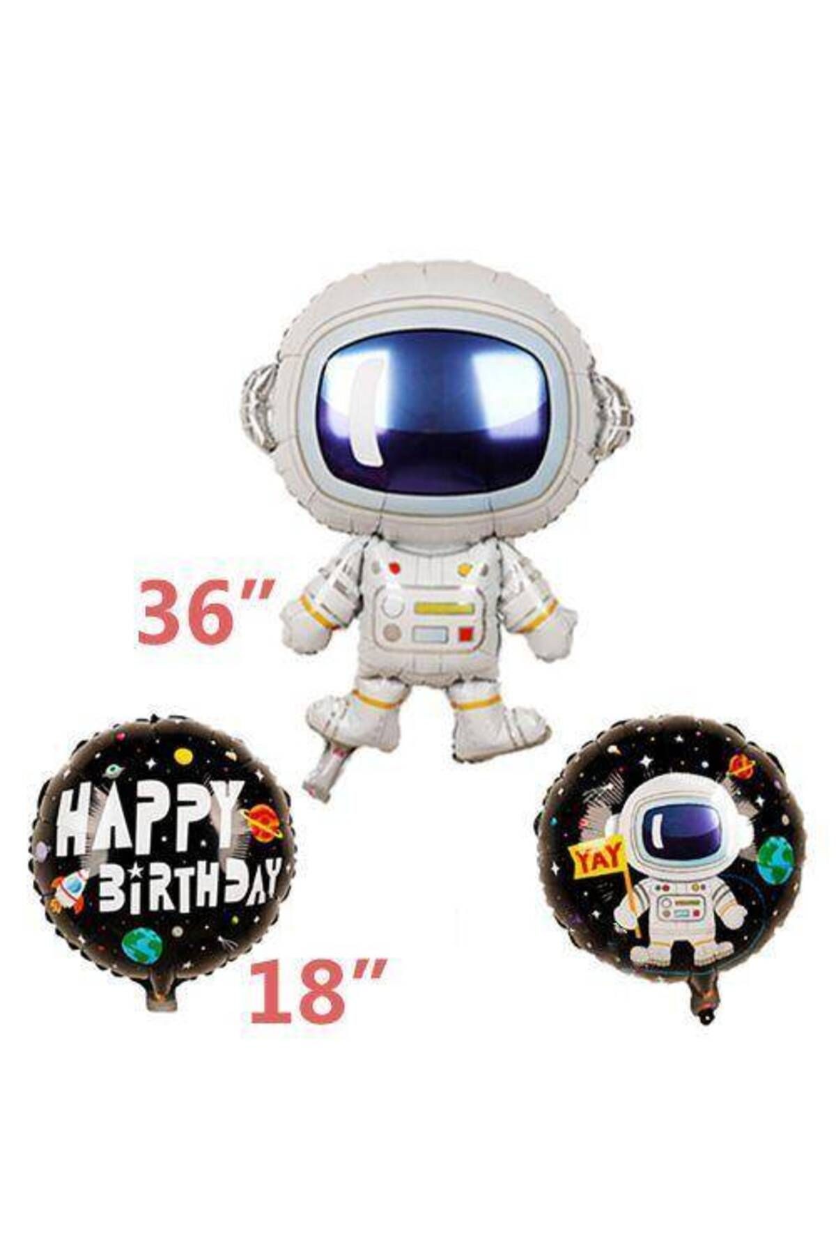 Uzay Temalı Astronot Folyo Balon 3'lü Set