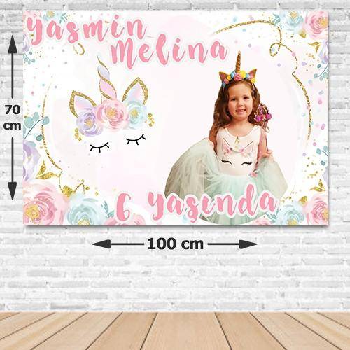 Unicorn Kişiye Özel Doğum Günü Parti Afişi 70*100 cm